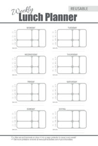 Go Green 5 Compartment Lunch Box Weekly Meal Planner Template