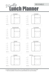 OmieBox Lunch Box Weekly Meal Planner Template
