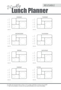 PlanetBox Rover Lunch Box Weekly Meal Planner Template