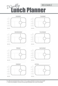 Yumbox Lunch Box Weekly Meal Planner Template